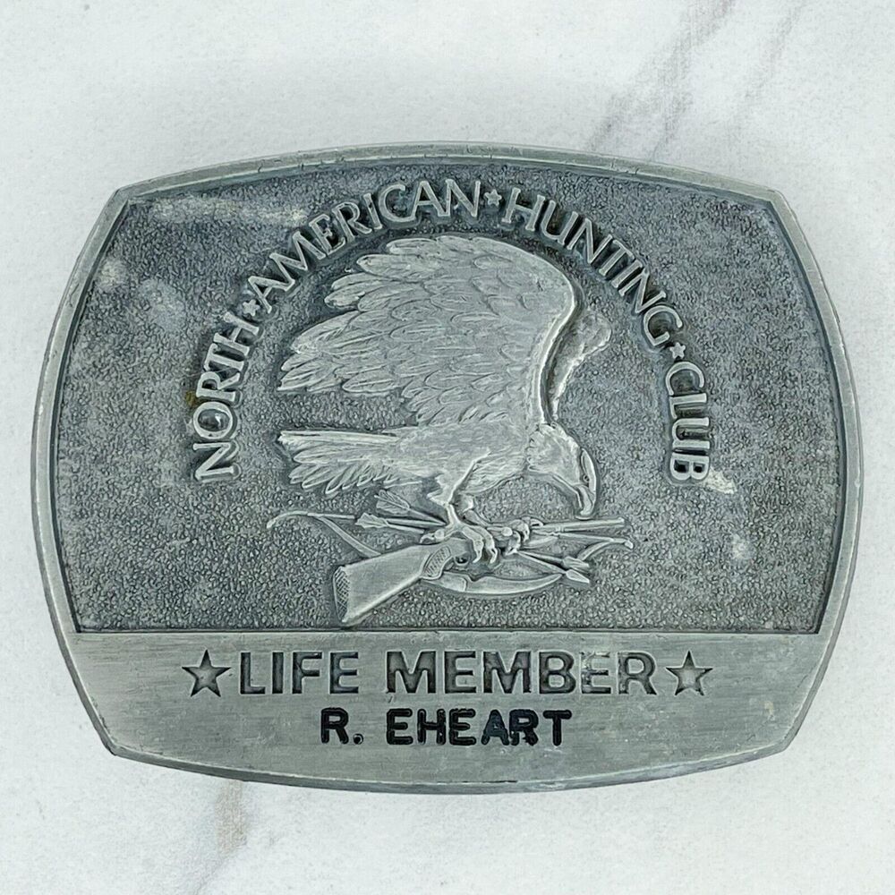 Vintage 1981 North American Hunting Club Life Member Belt Buckle Personalized ✨